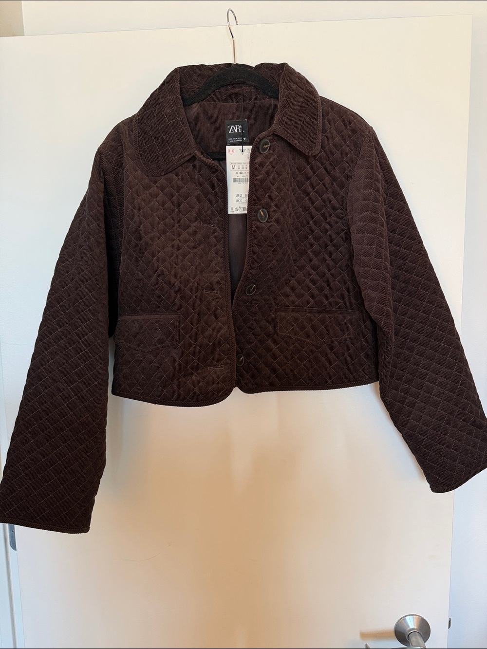 Zara Quilted Crop Jacket - Brown